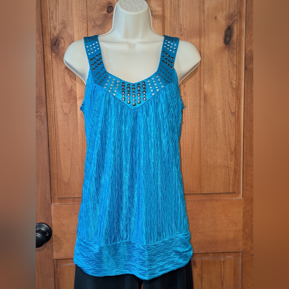 Heart Soul Turquoise Textured Top
